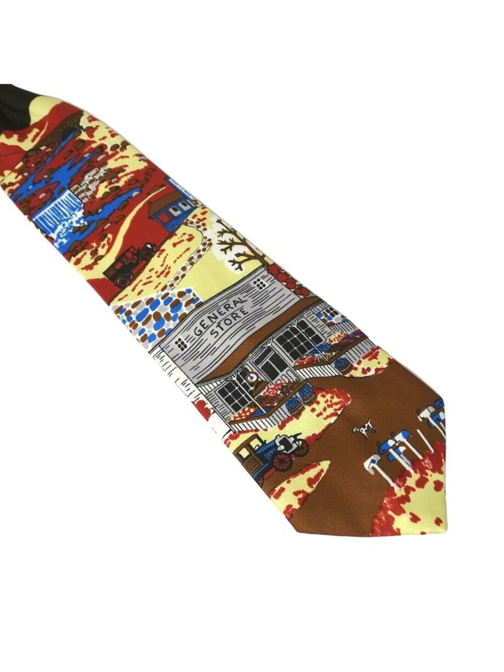 Vintage 60s Sears Snapper Clip-on Novelty Tie Necktie Mens General Store Brown
